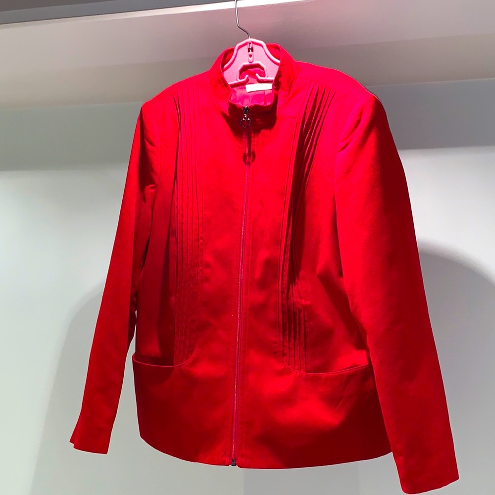Vintage Allison Daley, Red faux suede bomber jacket